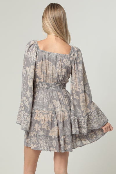 Silver and Lace Long Sleeved Dress