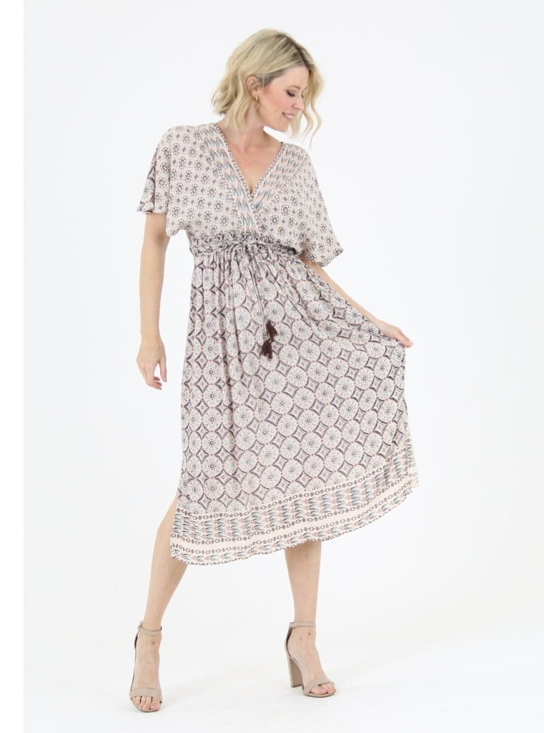 Empire Waist Summer Dress ~ Cream & Brown Print – Savona's Bohemian Boutique Empire Waist Summer Dress ~ Cream & Brown Print – Savona's Bohemian Boutique