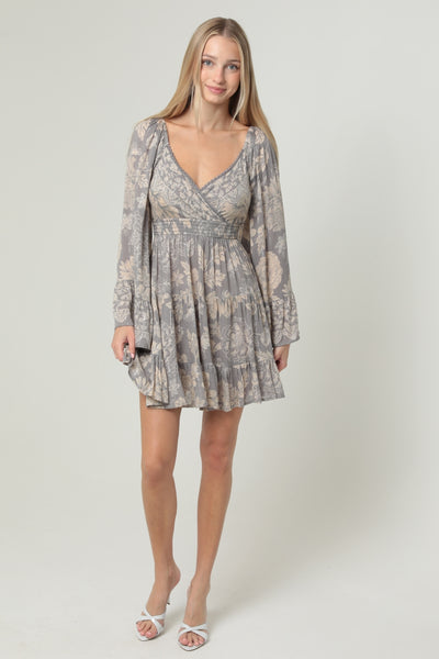 Silver and Lace Long Sleeved Dress