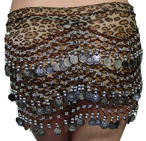Leopard Hip Scarf with Silver Coins