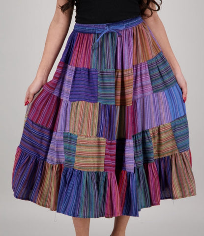 Cotton Patchwork Skirt ~ Purples