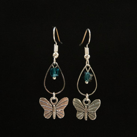 Stainless Steel Charms & Glass Earrings ~ Butterflies