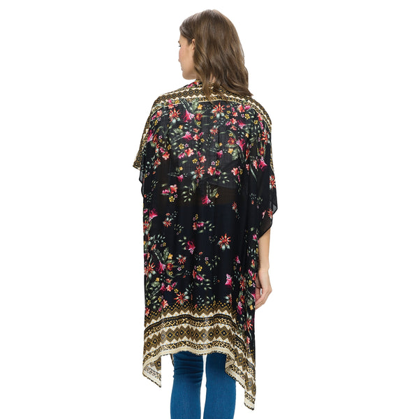 Light Weight Kimono ~ Black Floral