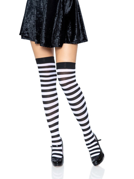 Thigh High Striped Stockings ~ 2 Color Combos