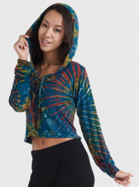 Cropped Tie-Dye Hoodie ~ 2 Color Combos