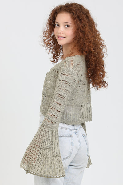 Olive Green Shrug with Angel Sleeves