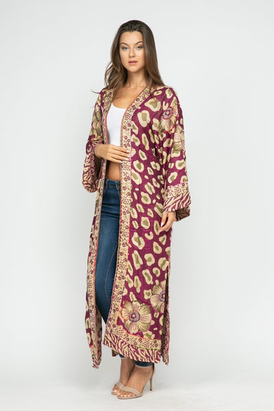 Awesome Embroidered Kimono Duster ~ Mulberry