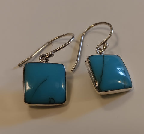 Sterling Silver & Turquoise Earrings ~ Squares