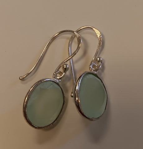 Sterling Silver & Blue Topaz Earrings ~ Faceted Drops