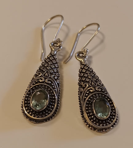Sterling Silver & Blue Topaz Earrings ~ Embellished Drops