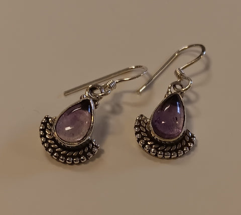 Sterling Silver & Amethyst Earrings ~ Small Drops