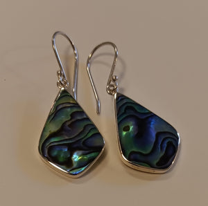 Sterling Silver & Abalone Earrings ~ Diamond Shapes