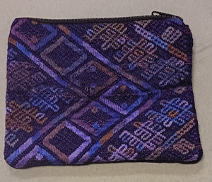 Guatemalan Embroidered Pouch ~ Medium ~ Purple Geometric