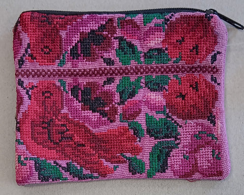 Guatemalan Embroidered Pouch ~ Medium ~ Bird & Flowers