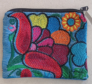 Guatemalan Embroidered Pouch ~ Medium ~ Big Flower