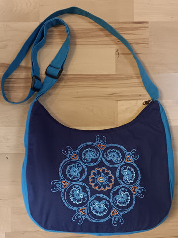 Navy & Turquoise Purse ~ Embroidered