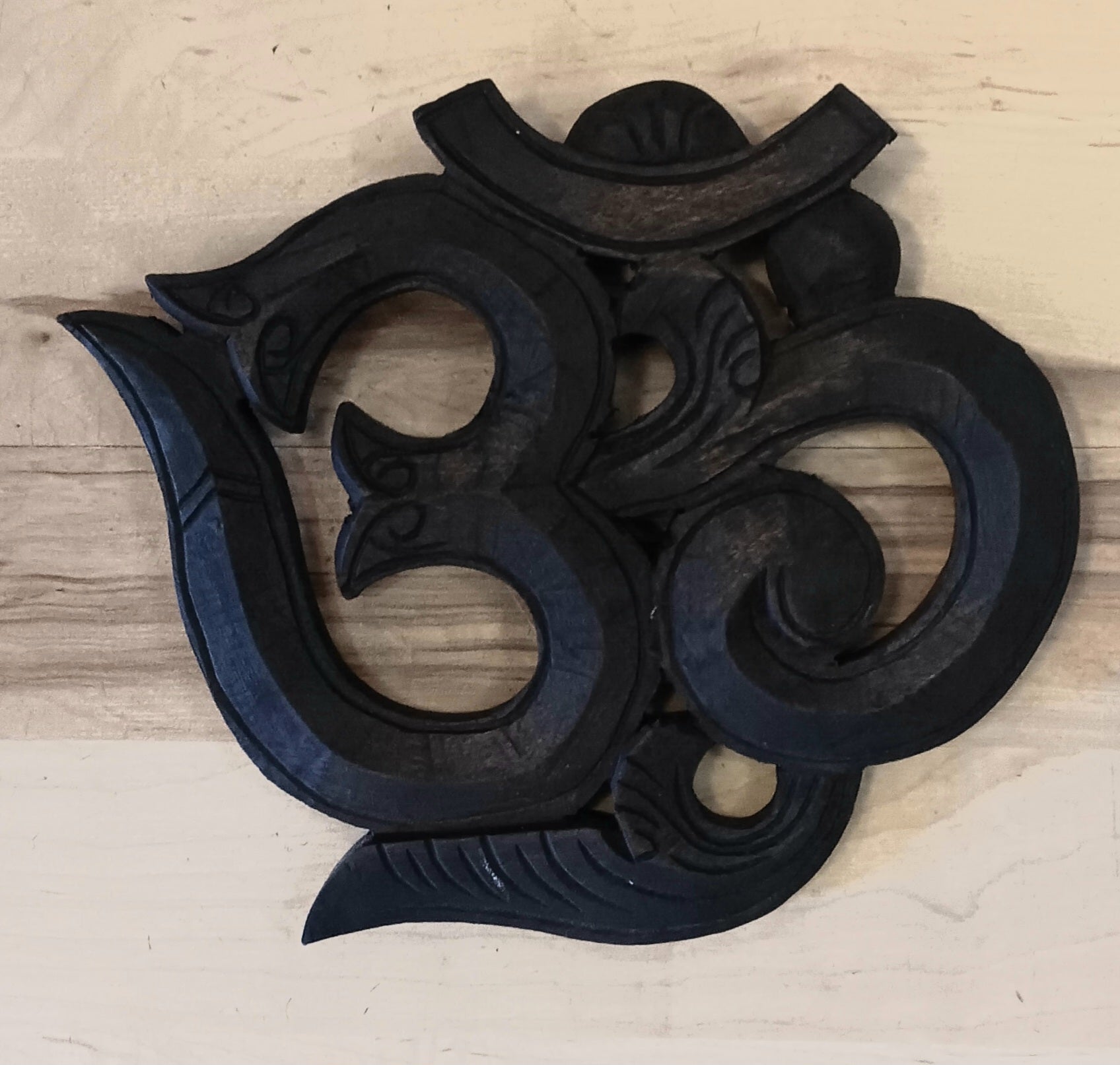 Hand Carved Wooden Om ~ Wall Hanging