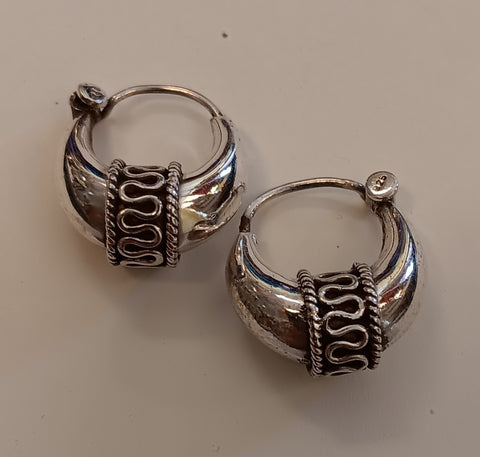 Sterling Silver Earrings ~ Embellished Hoops