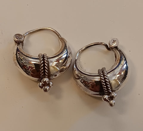 Sterling Silver Earrings ~ Tribal Hoops