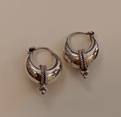 Sterling Silver Earrings ~ Tiny Tribal Hoops