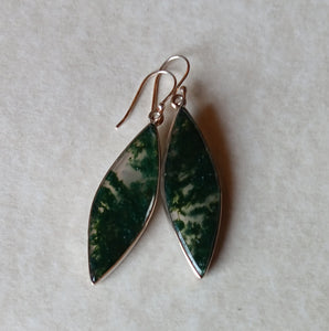 Sterling Silver Earrings ~ Moss Agate Spears