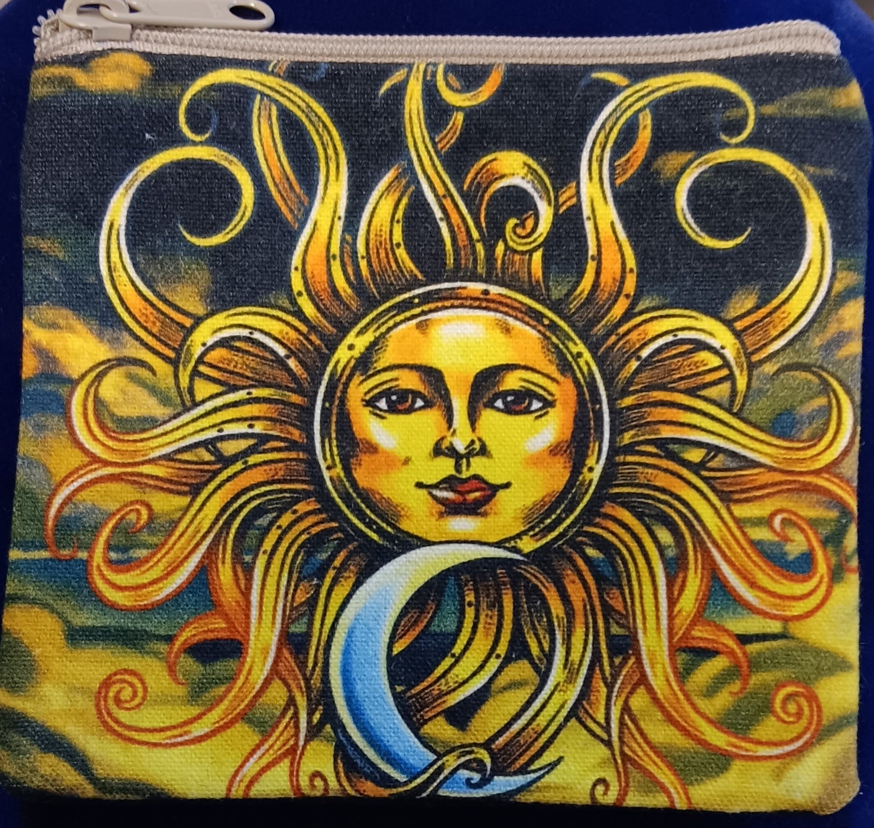 Cotton Print Pouch ~ Sun & Moon