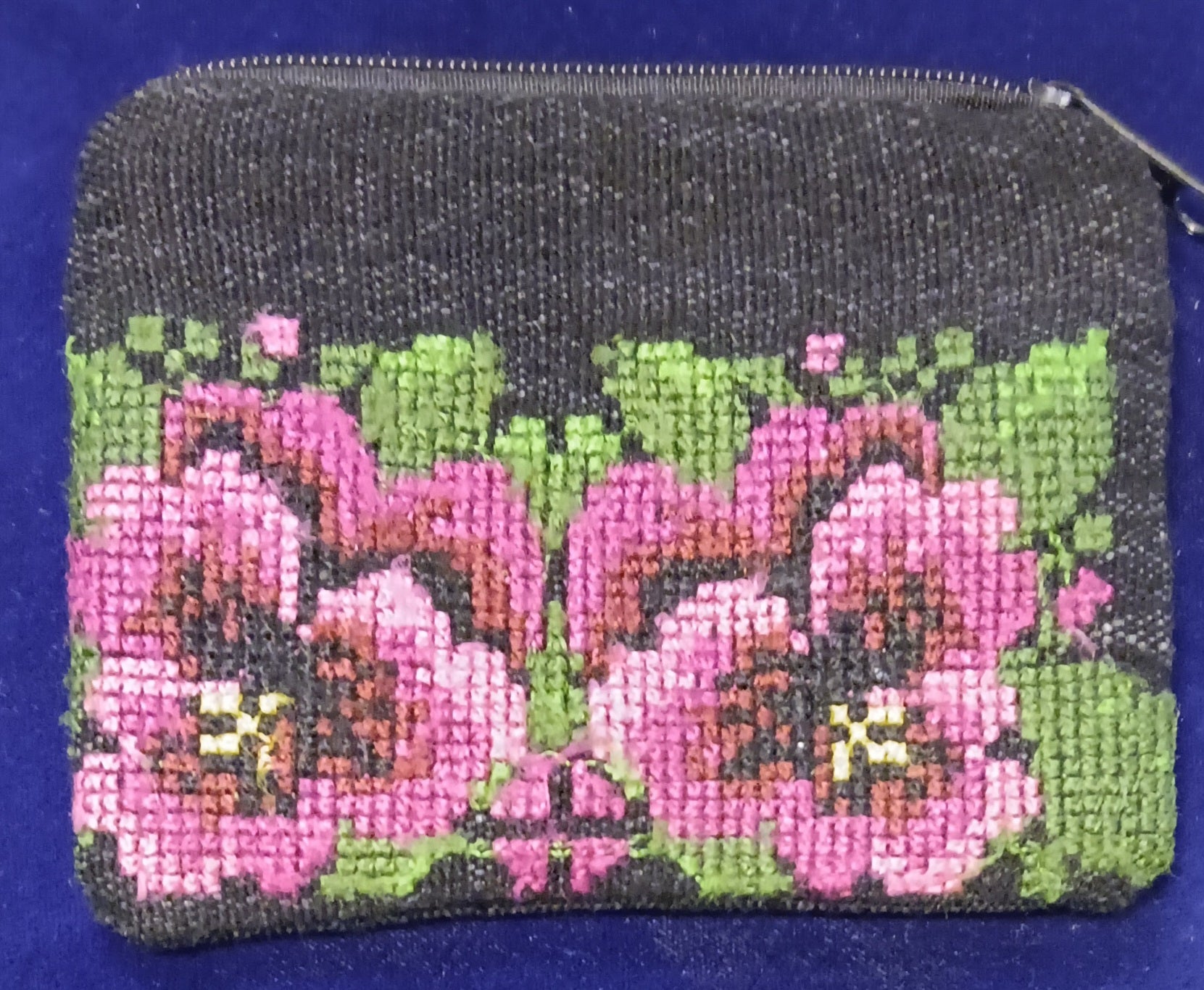 Guatemalan Embroidered Pouch ~ Small ~ Fuchsia Fowers