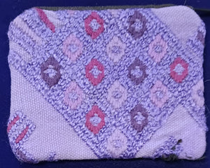 Guatemalan Embroidered Pouch ~ Small ~ Lavender Geometric