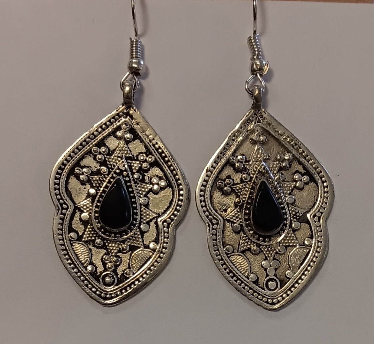 Tribal Earrings from Afghanistan ~ Black Onyx