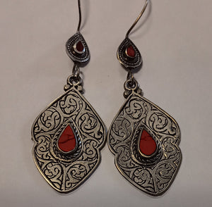 Tribal Earrings from Afghanistan ~ Red Stones