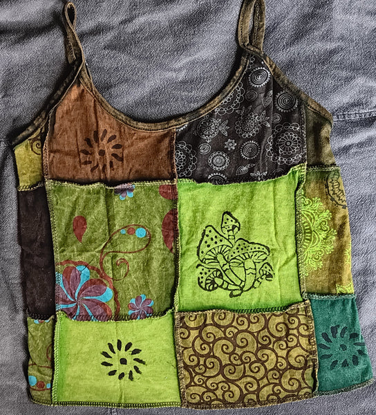 Cotton Patchwork Crop Tank Top