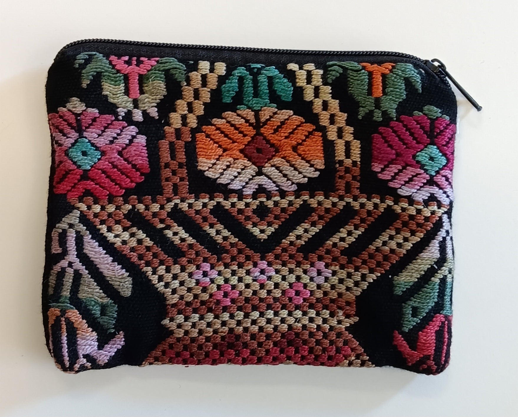 Guatemalan Embroirdered Pouch ~ Medium ~ Multicolored Geometric
