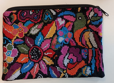 Guatemalan Embroirdered Pouch ~ Large ~ Parrot