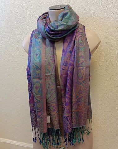 Scarf ~ Silk Pashmina ~ Teal to Purple