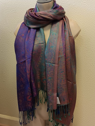Scarf ~ Silk Pashmina ~ Green to Purple