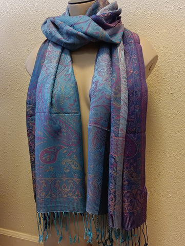 Scarf ~ Silk Pashmina ~ Turquoise to Blue