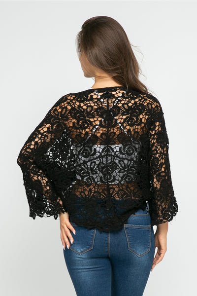 Black Cotton Lace Shrug