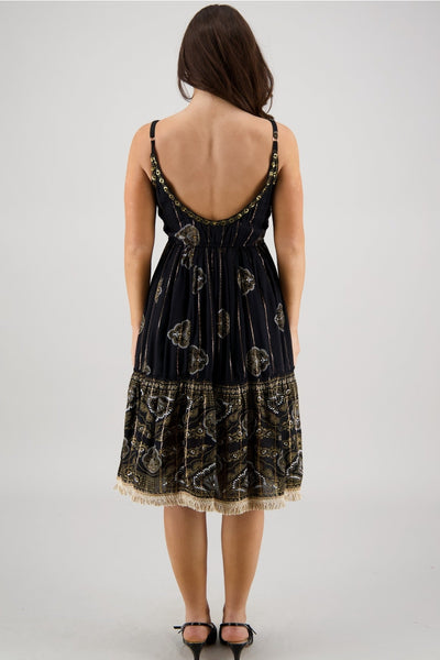Beautiful Spaghetti Strap Sundress ~ Black & Gold