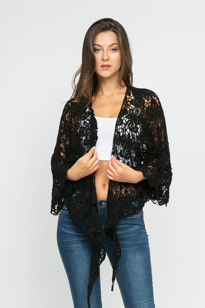 Black Cotton Lace Shrug