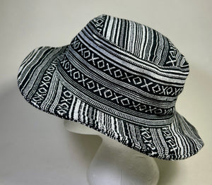 Cotton Striped Gheri Cloth Hat ~ Black & White