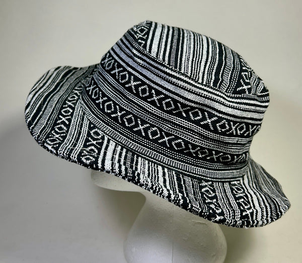 Cotton Striped Gheri Cloth Hat ~ Black & White