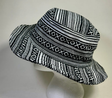 Cotton Striped Gheri Cloth Hat ~ Black & White