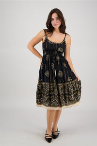Beautiful Spaghetti Strap Sundress ~ Black & Gold