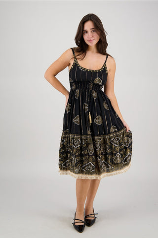 Beautiful Spaghetti Strap Sundress ~ Black & Gold