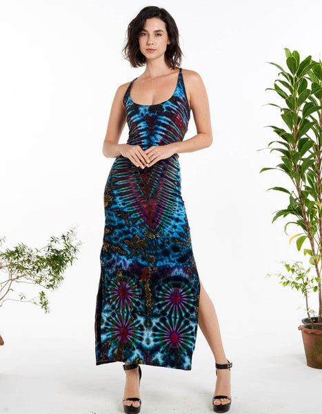 Beautiful Long Tie-Dye Dress ~ Blue-Purple