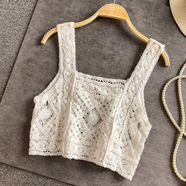 Crocheted Lace Crop Top ~ Three Colors