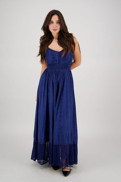 Embroidered Maxi Dress ~ Royal Blue