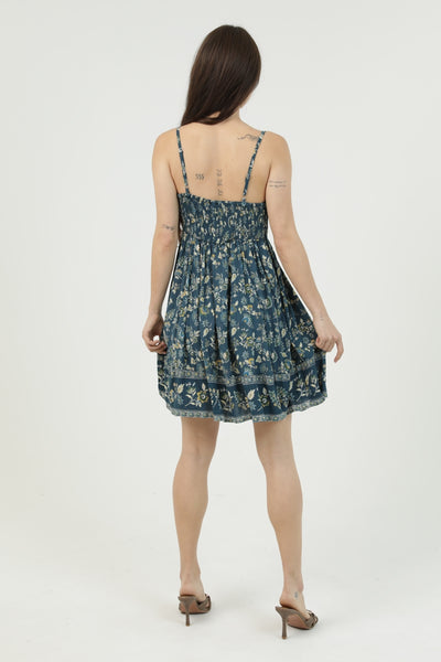 Sweet Summer Dress ~ Teal Floral Print