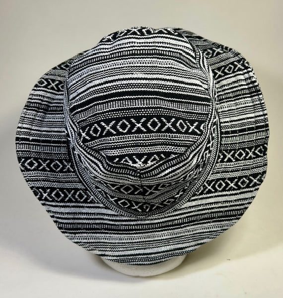 Cotton Striped Gheri Cloth Hat ~ Black & White