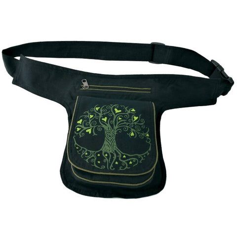 Tree of Life Hip Bag ~ Black & Green